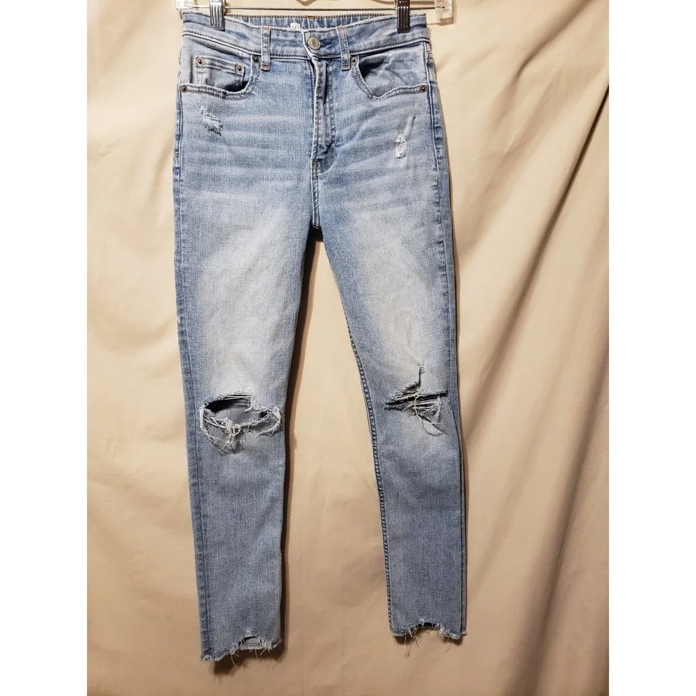 Girls 14 Gap sky high skinny ankle jeans. Raw hem. 25